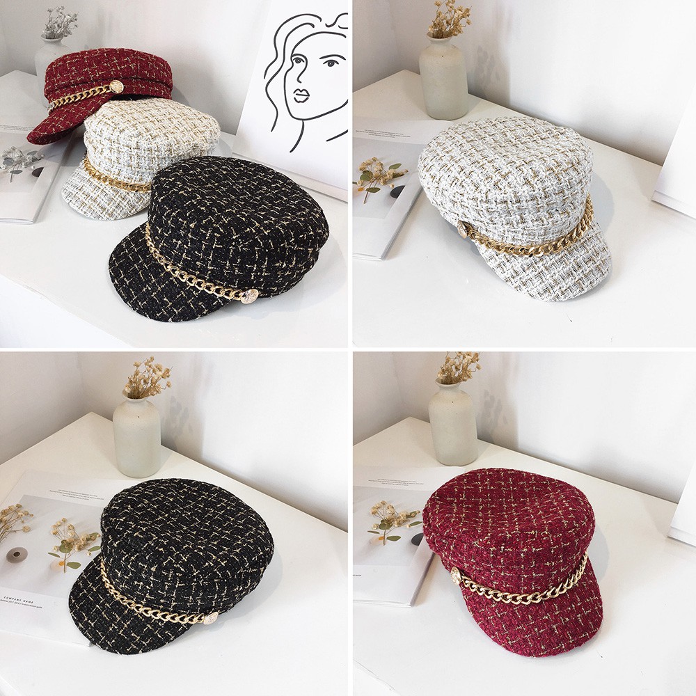 Mũ Nồi Hàn Quốc Dạ Thủy Thủ Viền Xích P1978