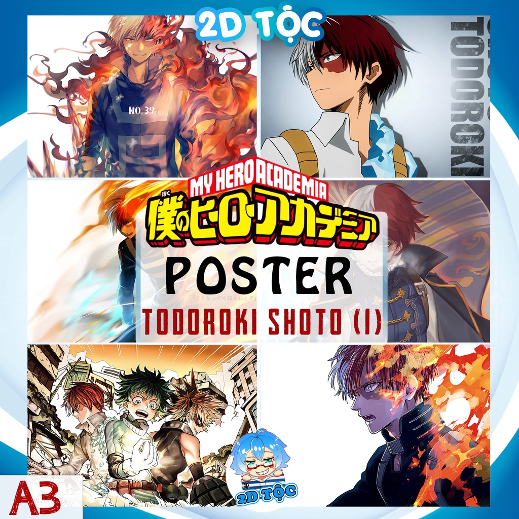 Tranh poster A3 Todoroki Shoto (1) Anime Manga Boku no Hero Academia chất liệu giấy cao cấp - 2D Tộc Shop
