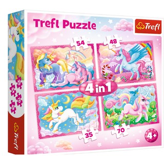 Tranh ghép hình TREFL 34321- 4 trong 1 Chủ đề Thế giới Kì lân (35/48/54/70 mảnh)
