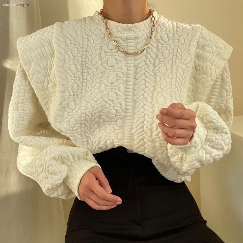 Áo sweater tay dài dáng rộng giả hai lớp phong cách công nghiệp Hàn Quốc thời trang thu đông