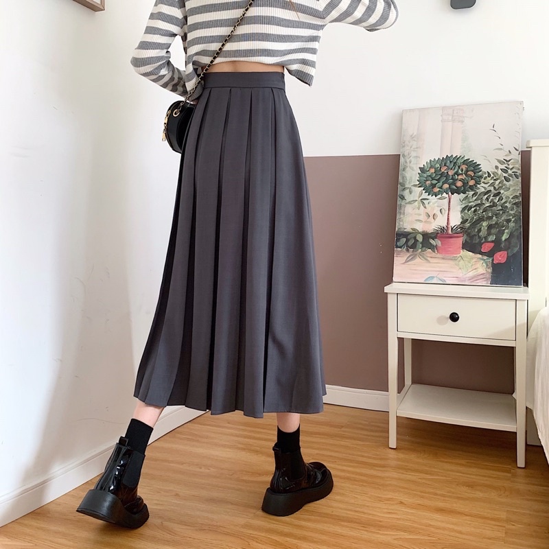 Chân váy xếp ly midi Uimeecloset chất liệu Mango mềm mại CV02 | BigBuy360 - bigbuy360.vn