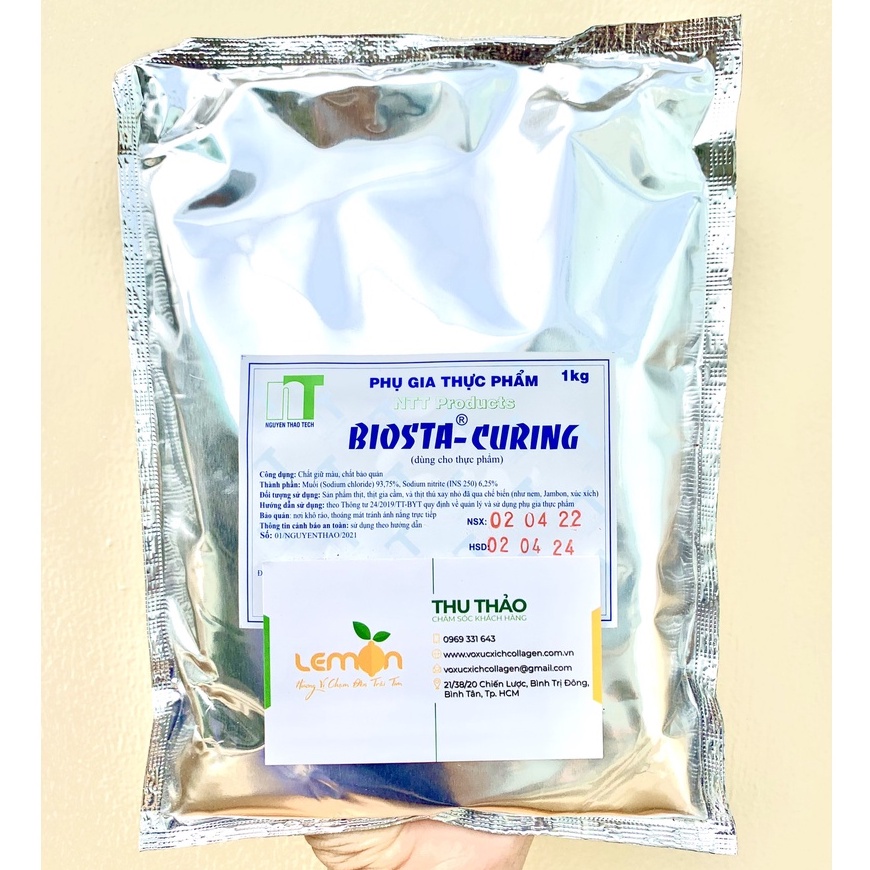 [100g-500g] Muối đỏ BIOSTA-CURING Nguyên Thảo - Tạo màu đỏ hồng cho lạp xưởng, xúc xích, thịt xông khói, jambon, pate