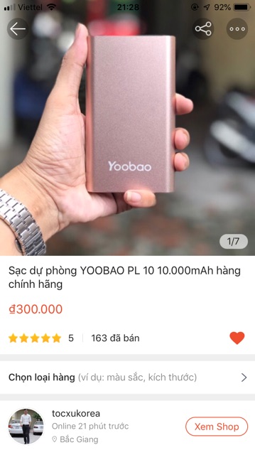 Sạc dự phòng YOOBAO PL10 10.000mAh hàng chính hãng