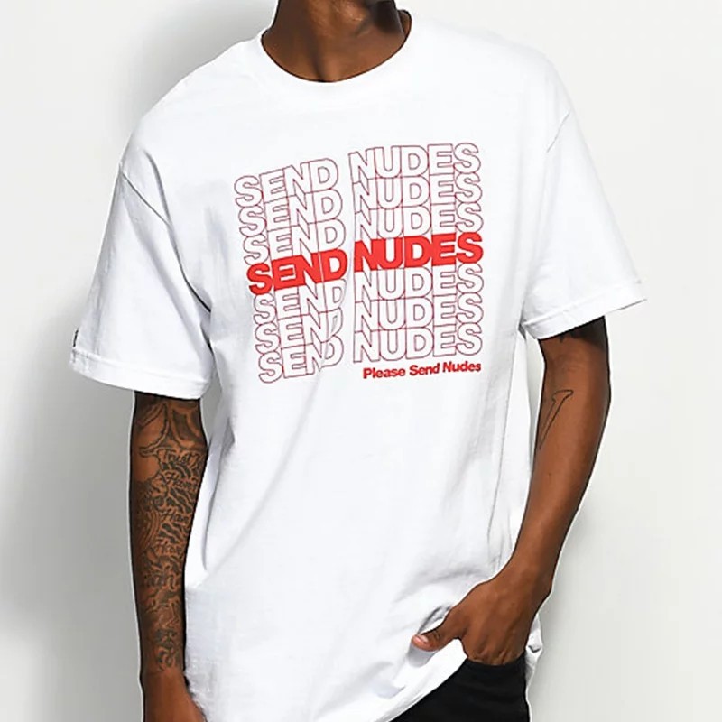 Áo thun Stee SEND NUDES - WORDS IN RED - Giá sỉ Unisex
