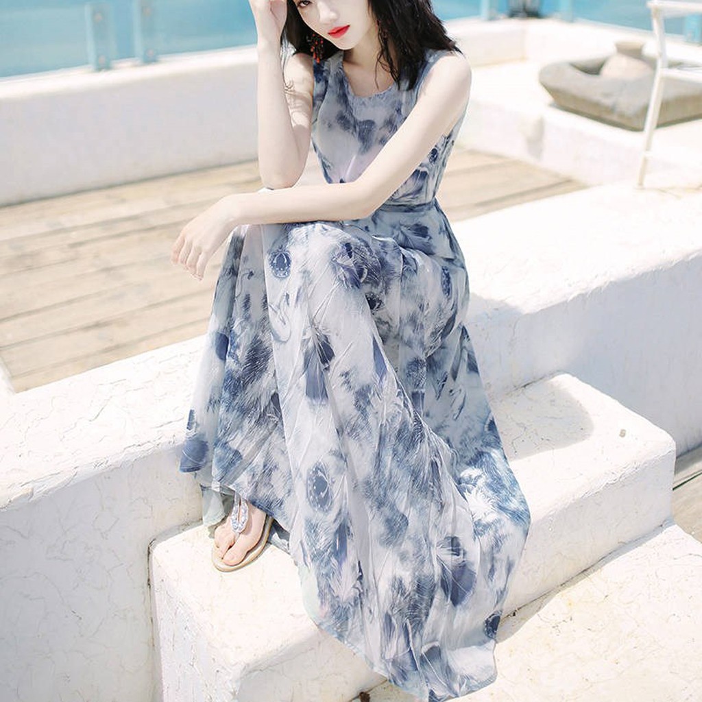 Đầm sát nách in họa tiết thời trang cho nữ | BigBuy360 - bigbuy360.vn