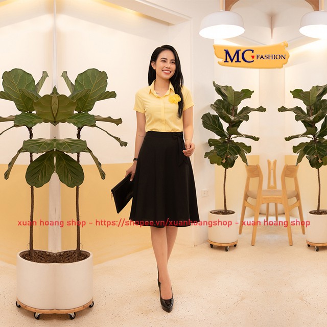 Áo Sơ Mi Nữ Cộc Tay Công Sở Đẹp Mc Fashion, Size Đủ, Chất Liệu Lụa Mát, Màu Hồng, Trắng, Vàng, Có Hoa Cài Ngực A650