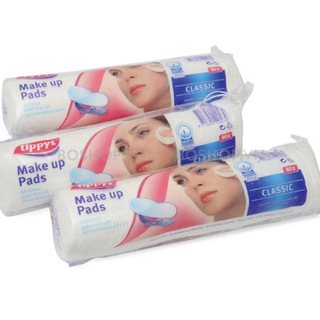 Bông tẩy trang Tippys Classic Make Up Pads 100% Cotton Tự Nhiên 120 Miếng