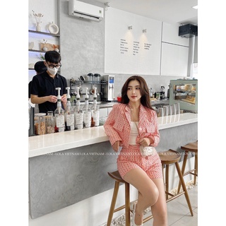 Bộ Vest Nữ Ngắn LOLA VIETNAM Thiết Kế Công Sở Sang Chảnh Áo Blazer Croptop và Quần Đùi 𝐋𝐎𝐔𝐈𝐒𝐀 SET01