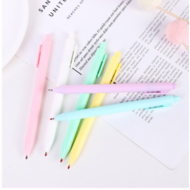 Bút bi bấm vỏ màu macaron tuỳ chọn dễ thương ngòi 0.5mm mực đen bút gel - MyNa Mart
