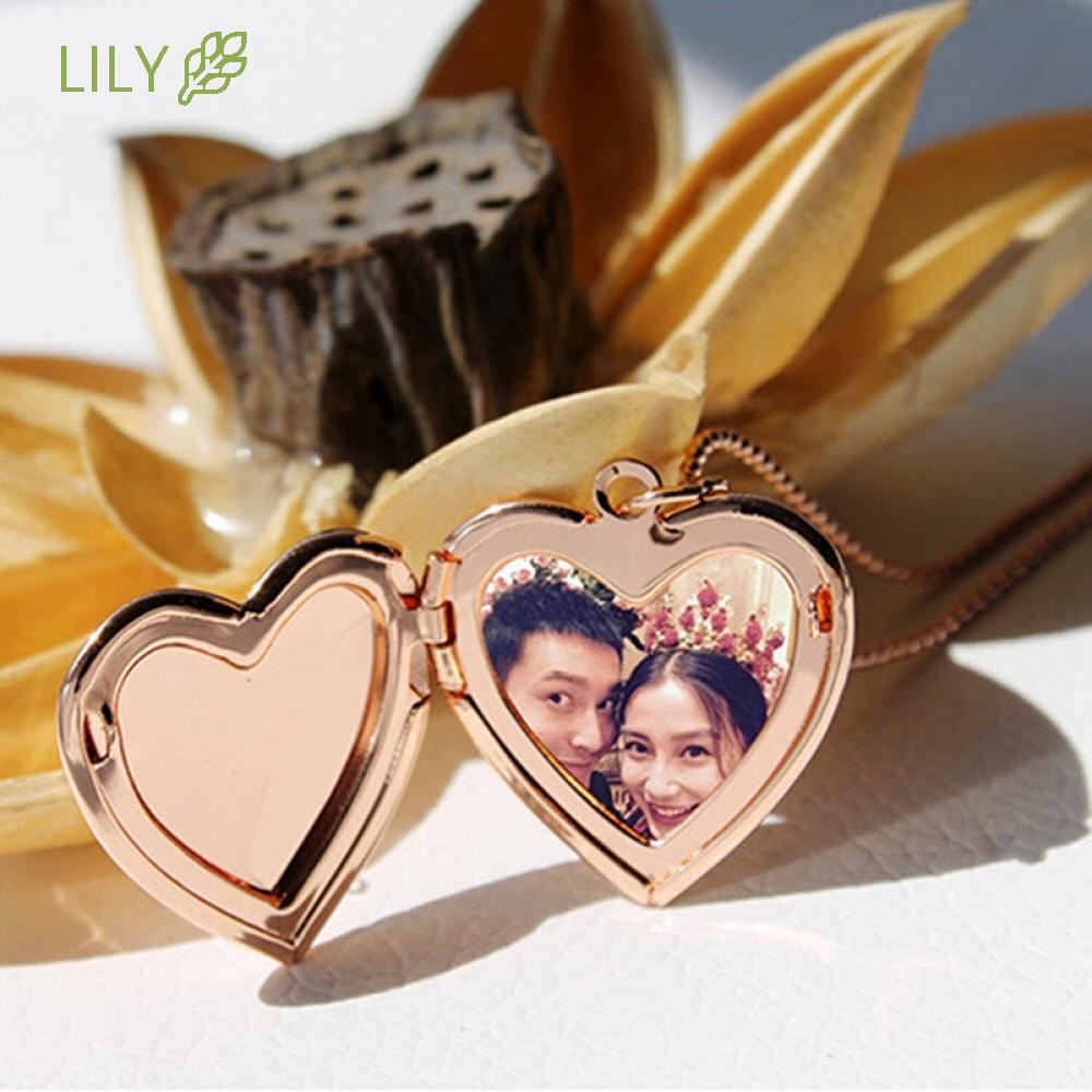 LILY🌿 Gift Necklace Fashion Pendant Photo Picture Locket Chain Lover Friend Men Women Jewelry Heart Shaped/Multicolor