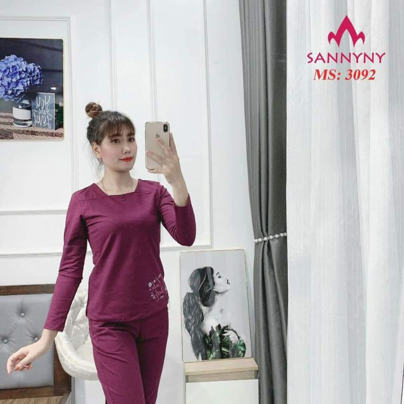 Đồ bộ mặc nhà nỉ da cá cho người trung niên SANNYNY code 3092 size tới 70kg