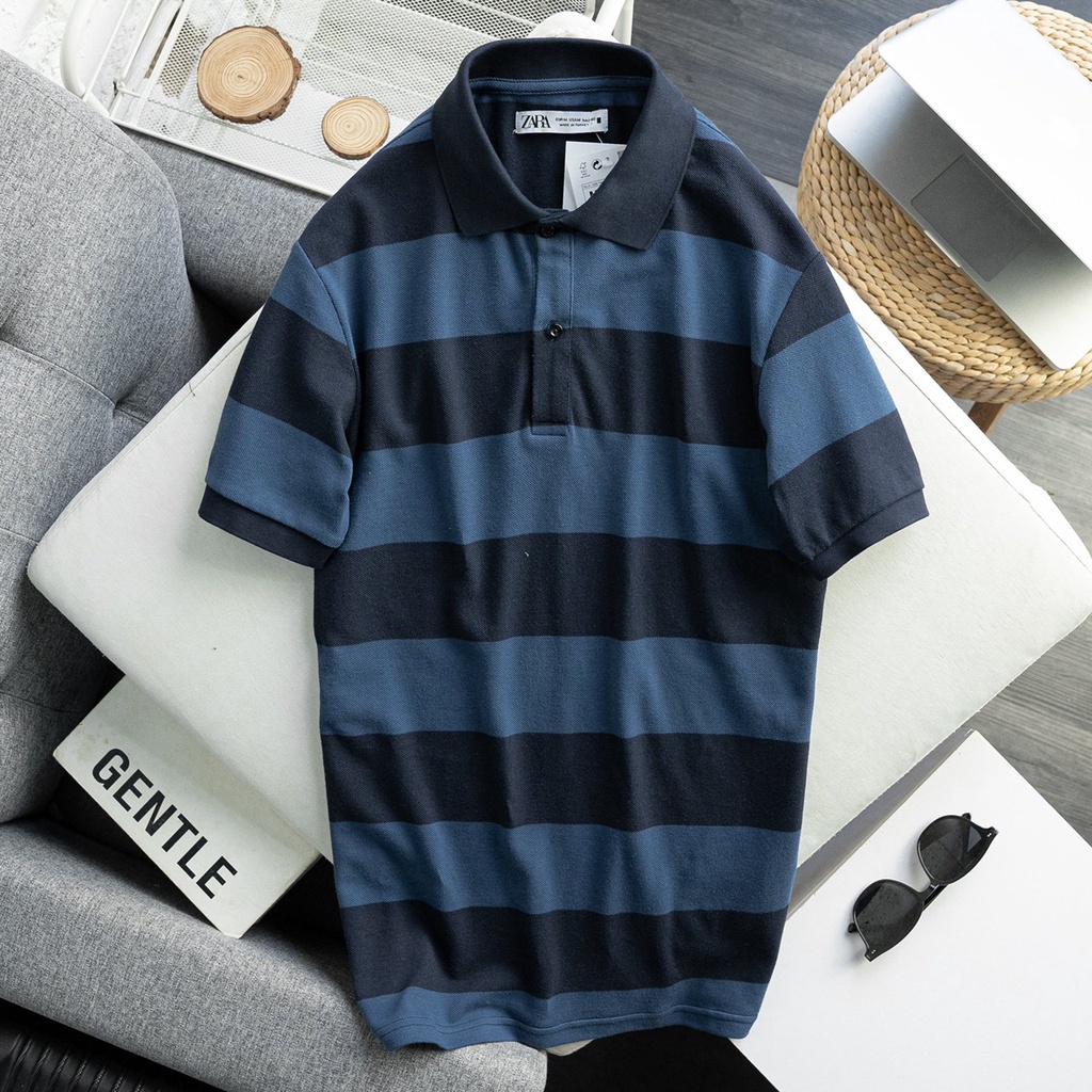Áo polo nam sọc ngang cao cấp ZR001 - Áo thun nam cotton xuất xịn, form regular fit sang trọng - THE BASIC