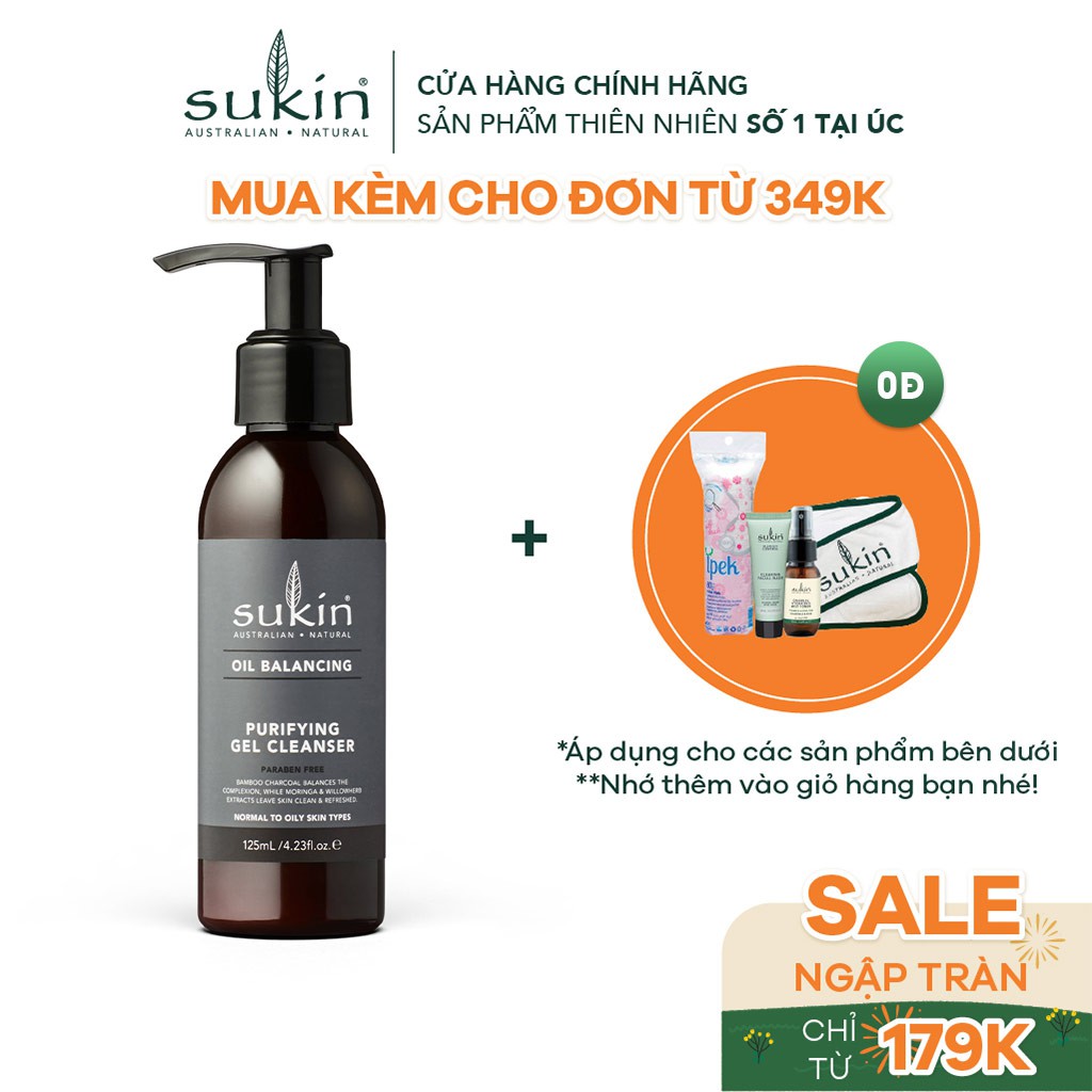 Sữa Rửa Mặt Cân Bằng Dầu Sukin Oil Balancing Purifying Gel Cleanser 125ml