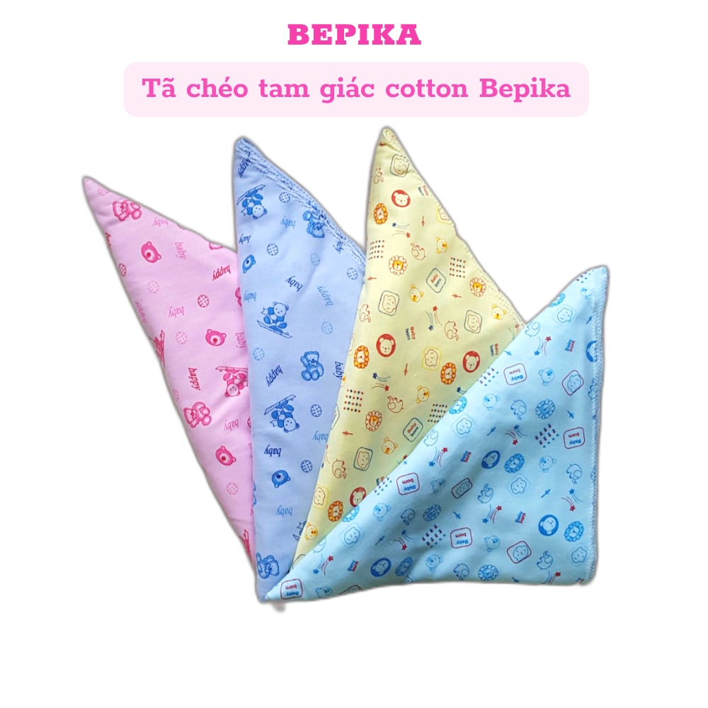 Tã chéo sơ sinh cotton BEPIKA in hình dễ thương cho bé kích thước 70x105cm