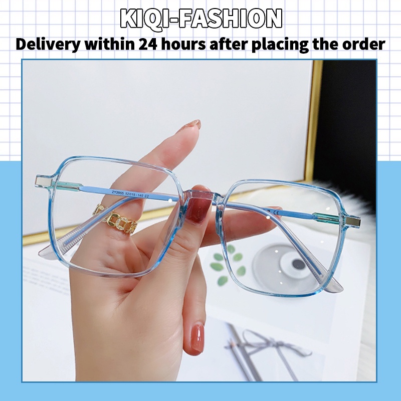 (KIQI-FASHION) COD Kính Gọng Vuông Bản To Chống Ánh Sáng Xanh Phong Cách Hàn Quốc Thời Trang Cho Nam Và Nữ