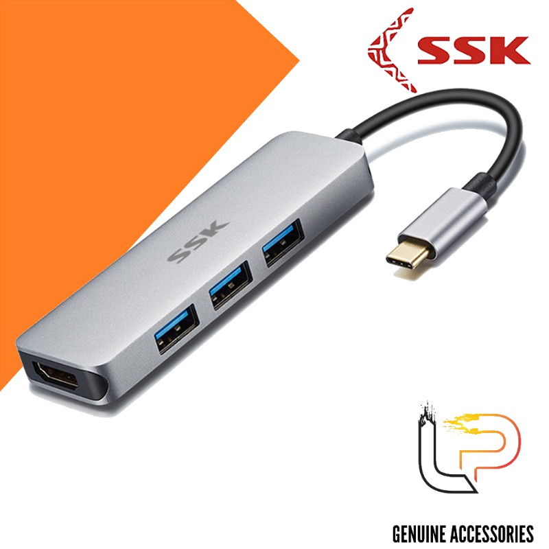 BỘ CHUYỂN TYPE-C RA 3 USB 3.0 + HDMI SSK SHU-C545 - MULTIPORT HUB TYPE-C RA 3 USB 3.0 + HDMI SSK SHU-C545