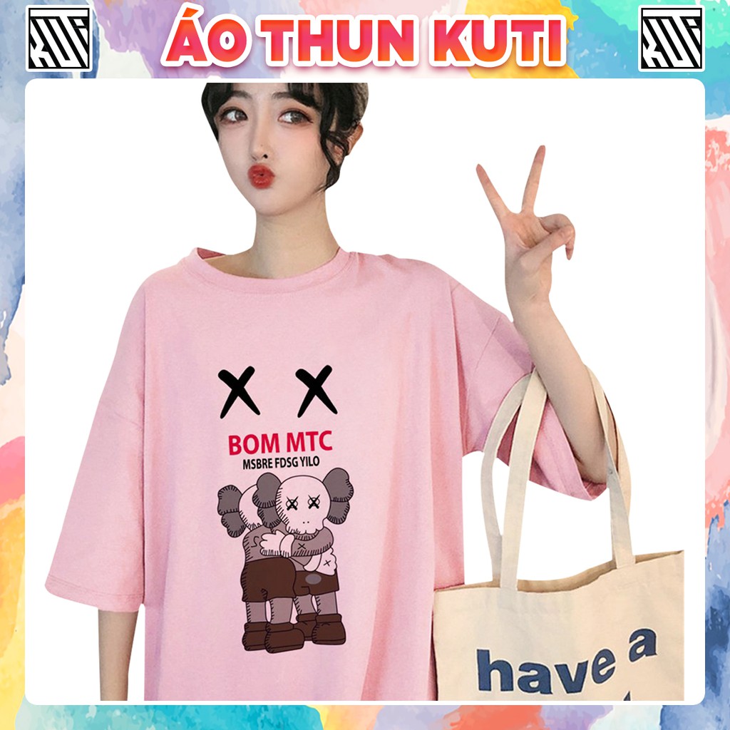 Áo Thun Tay Lỡ Kaws Bom MTC Unisex Kuti Basic Tee Phông Trơn Nam Nữ Form Rộng Oversize 3 Màu Phong Cách Ulzzang Hàn Quốc