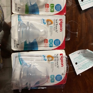 Núm ty Pigeon bình cổ rộng size M 3m+ lẻ 1 núm ty 40.000