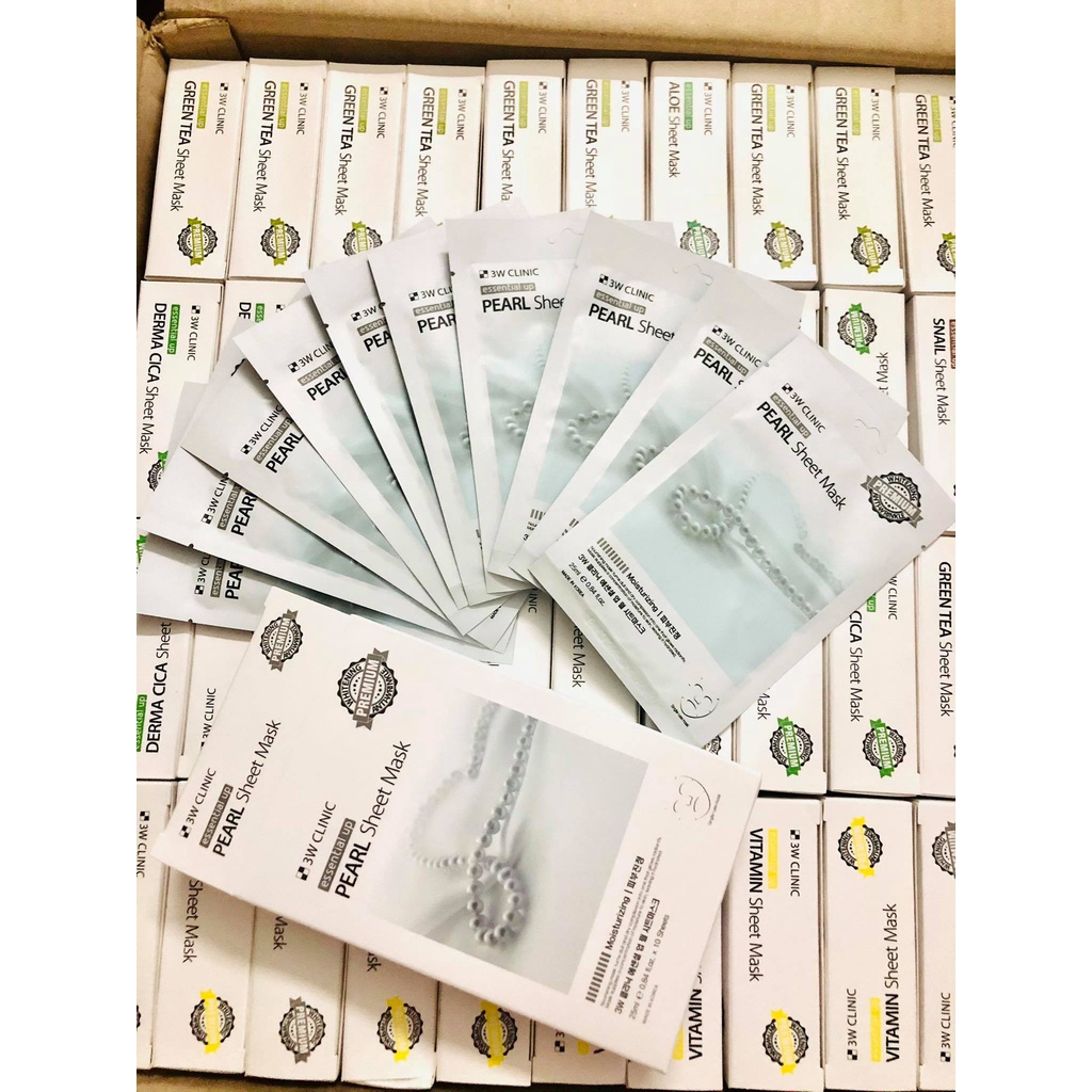 Mặt Nạ Dưỡng Trắng Da  3W Clinic Essential Up Sheet Mask 25ml Tinh Chất Thiên Nhiên Dùng Cho Mọi Loại Da