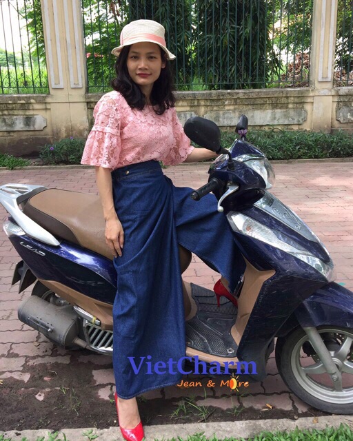 Váy quần chống nắng jean mặc được 2 dạng váy và quần | BigBuy360 - bigbuy360.vn