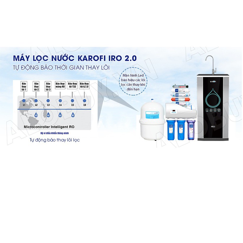 [CHÍNH HÃNG] Máy lọc nước RO KAROFI iRO 2.0 K9IQ-2 9 cấp lọc - Đèn UV diệt khuẩn