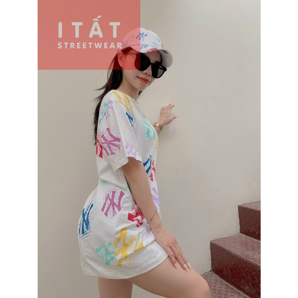 [Ảnh + video] Áo tee thun NY monogram full tag code cotton phông Trắng form rộng nam nữ unisex streetwear váy mono