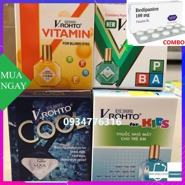 Combo Bedipanten 100mg +  NHỎ MẮT VROHTO CÁC LOẠI (lọ 13ml)