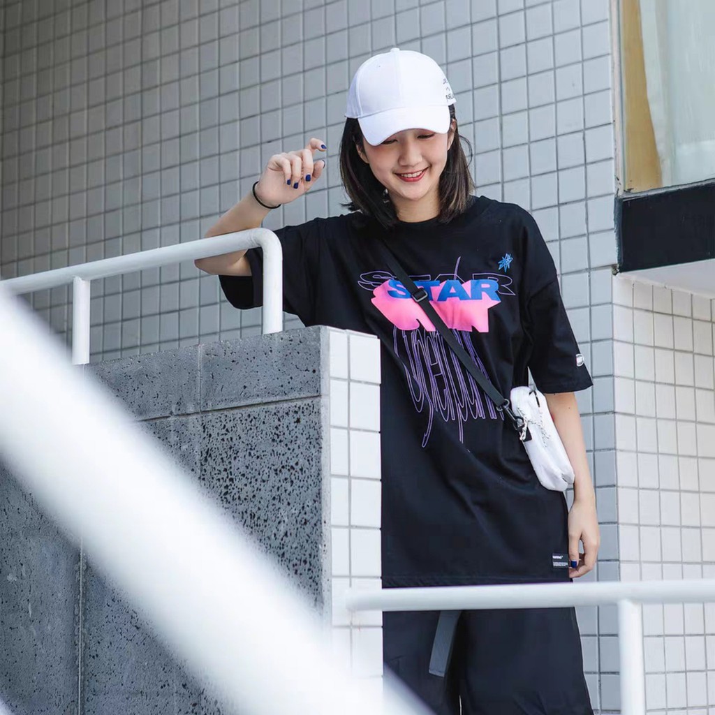 Áo thun tay lỡ unisex form rộng 85% cotton DHL swap phong cách Ulzzang in hình STAR Nam Nữ