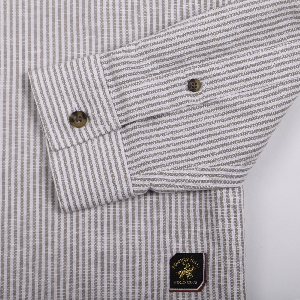 Beverly Hills Polo Club - Áo sơ mi Dài tay Nam Slim Fit Sọc Nâu BS- BHPC CMSSS22TL014