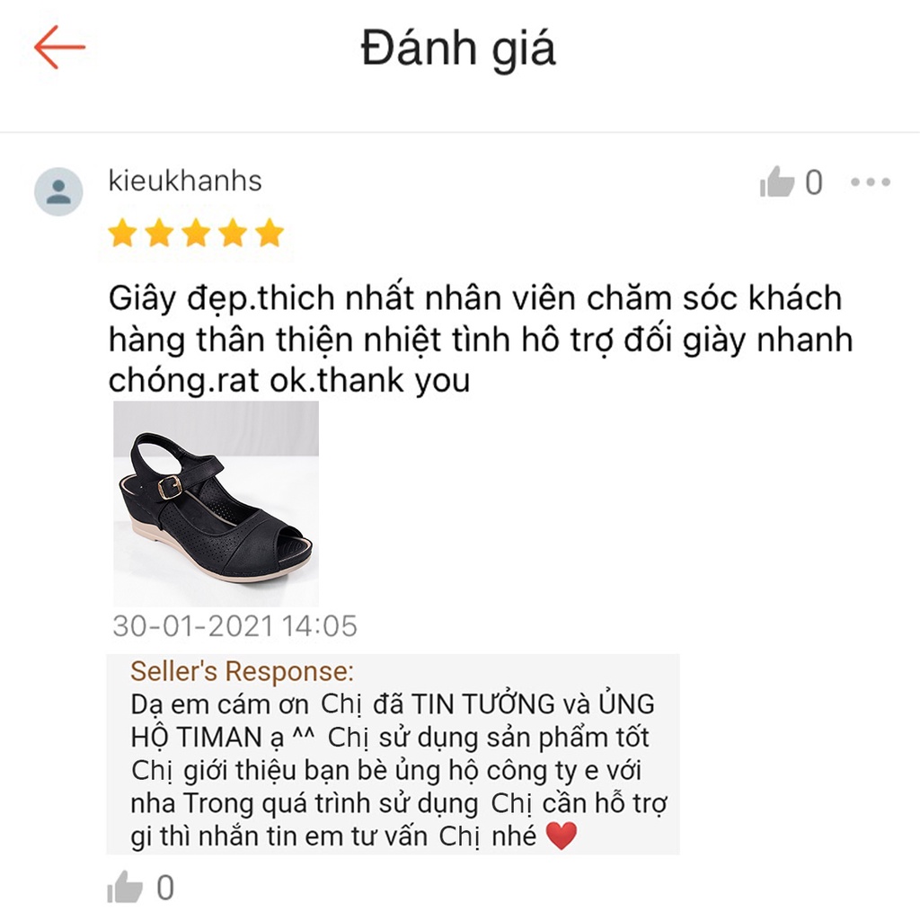 Giày sandal nữ đế xuồng đi học 3 phân cao gót kiểu xỏ ngón đế bệt dáng bánh mì bảo hành 1 năm P89 TIMAN