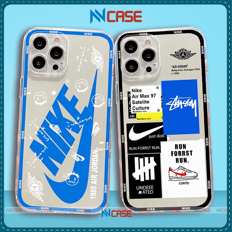 Ốp lưng iPhone Nike Chống sốc cạnh viền vuông silicon dẻo trong suốt iphone 6/6s/7/8/X/XS/Xr/11/12/13 Pro Plus Max