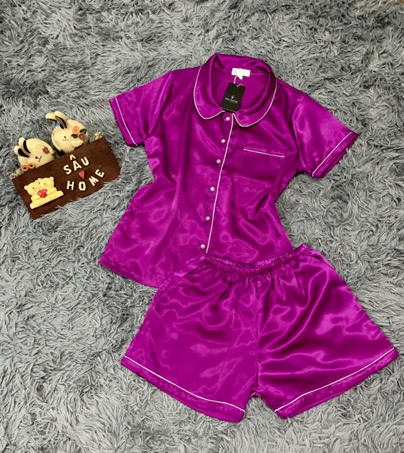 Bộ Pijama Phi Lụa Cổ Sen