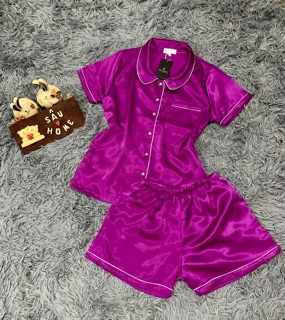 Bộ Pijama Phi Lụa Cổ Sen