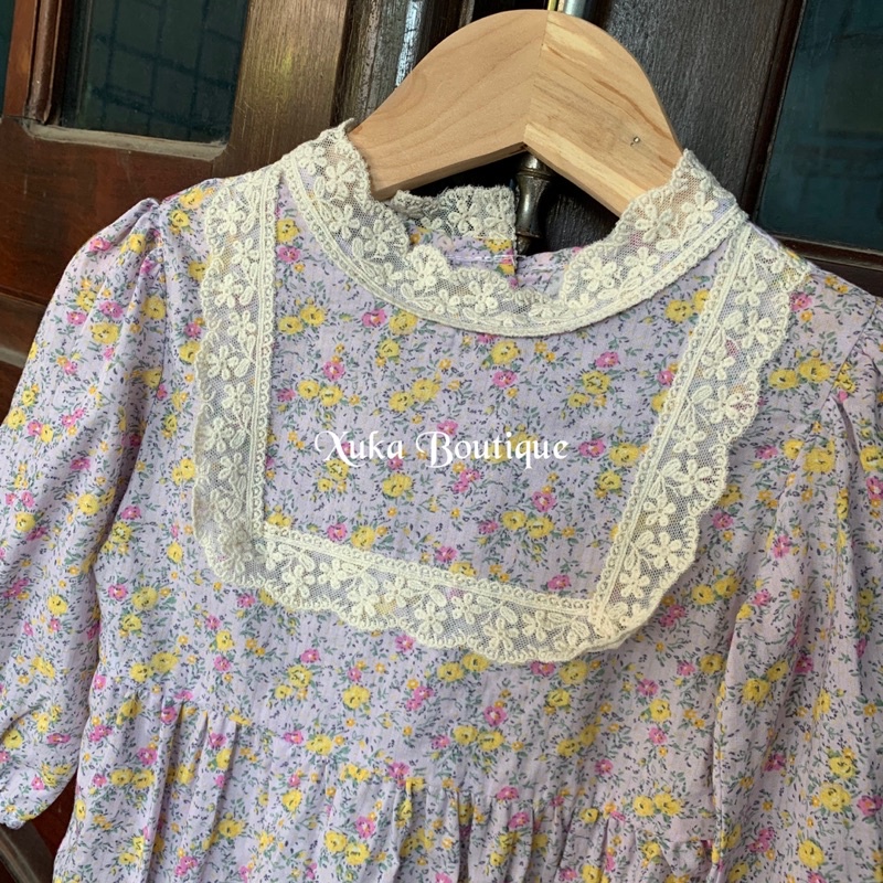 Bodysuit Dài Tay Bé Gái [Jenny bebe] body đũi hoa tím cổ ren chất siêu nhẹ, siêu xinh cho bé (6-15kg)