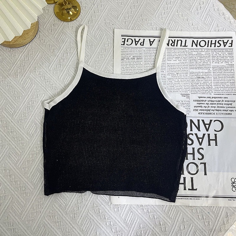 Áo Croptop Hai Dây Dệt Kim Phong Cách Hàn Quốc Thời Trang Cho Nữ