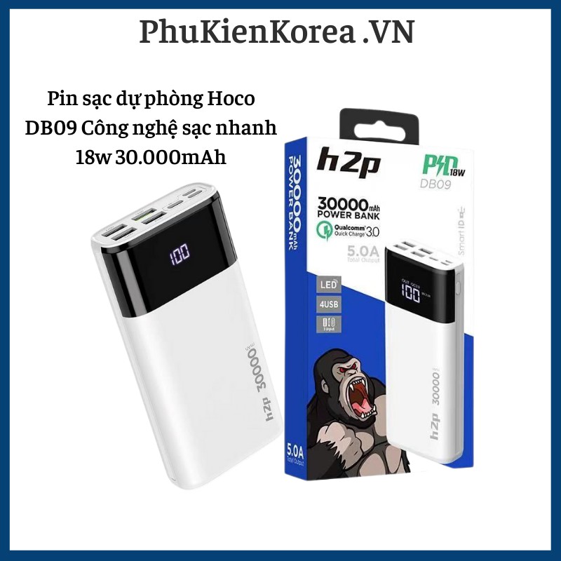 Pin sạc dự phòng Hoco DB09 30.000mAh Công nghệ sạc nhanh 18w - Chính Hãng 100%