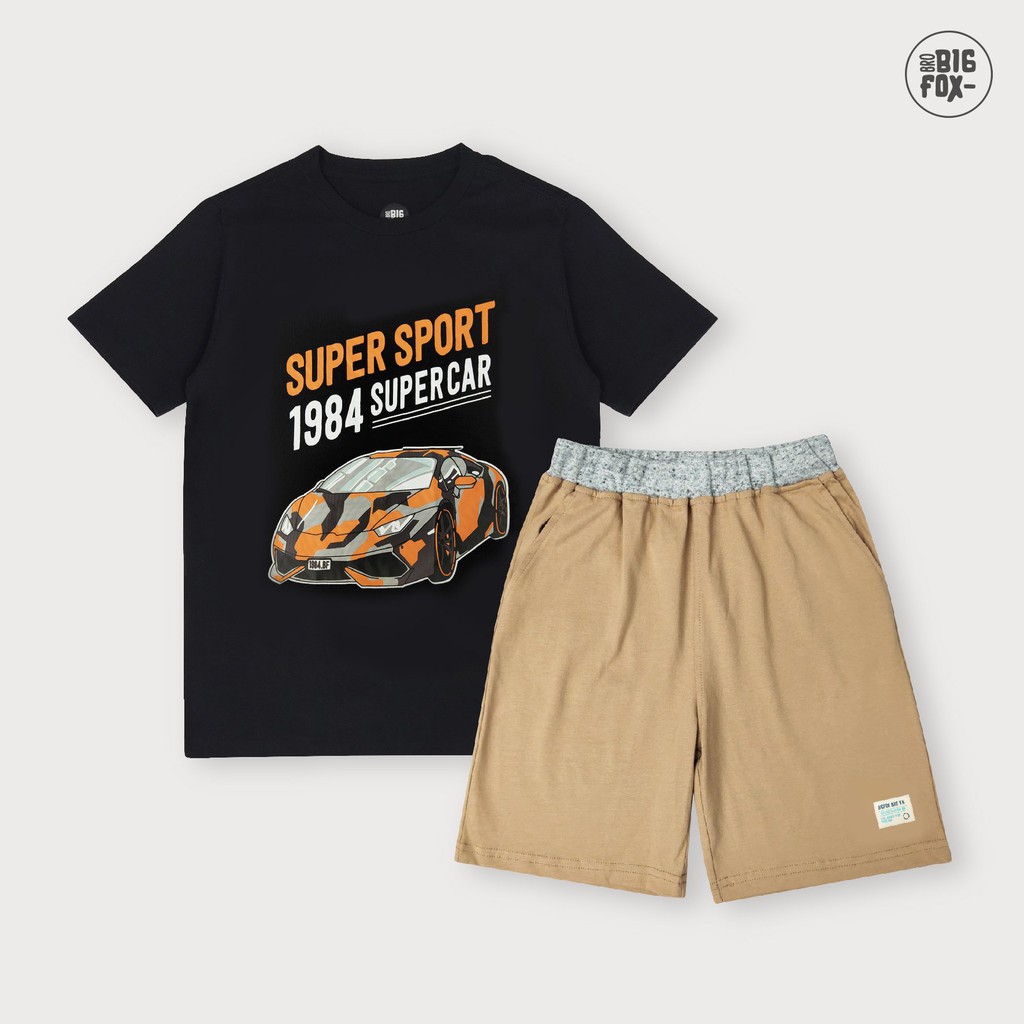 Đồ Bộ Bé Trai Size Đại Bigfox, Bộ Trẻ Em Mùa Hè Chất Cotton In Hình ÔTô Supper Sport 1984 3-11
