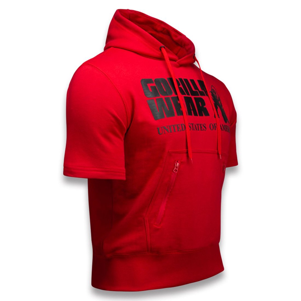 Bán Chạy!F &amp; X Áo Hoodie Cotton Tay Ngắn Màu Đỏ Phong Cách Thể Thao Đường Phố Tập Thể Dục Thể Dục Cho Nam