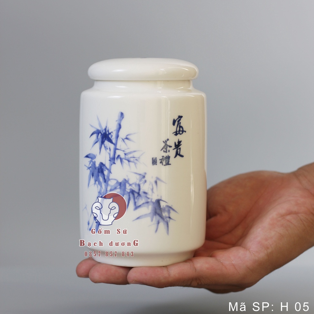 HŨ ĐỰNG TRÀ 250ml bằng sứ AN TOÀN SỬ DỤNG - GỐM SỨ BẠCH DƯƠNG - HC-08