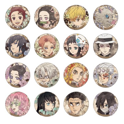 Bộ 16 sticker anime Kimetsu no Yaiba size 4.5 cm - LLD077