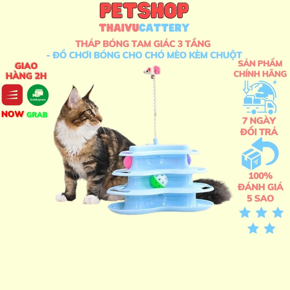 Tháp bóng tam giác 3 tầng - Đồ chơi Bóng cho chó mèo