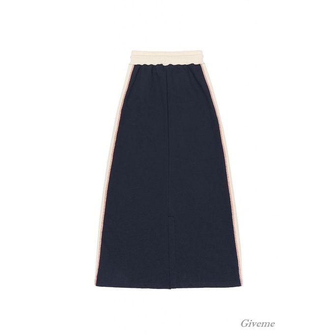 Chân Váy Dài Chữ A Lưng Thun Phối Túi Màu Sắc Tương Phản Phong Cách Cổ Điển Dành Cho Nữ