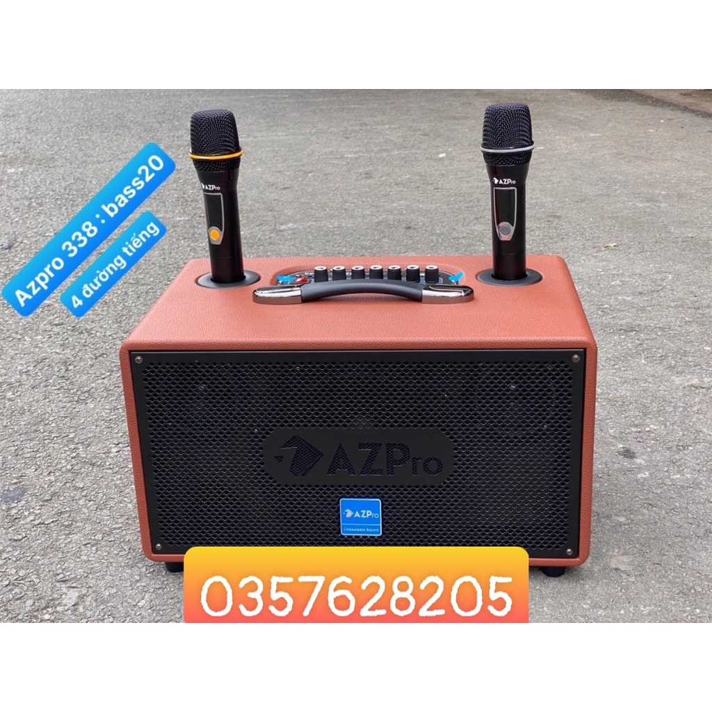 Loa Kéo karaoke AZPRO AZ- 338 Mới 2022, Loa xách tay karaoke AZPro AZ-338