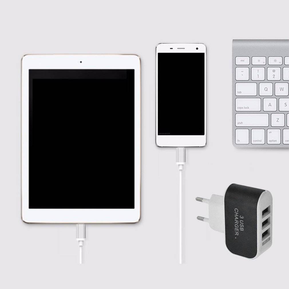 Củ sạc 3 cổng cắm USB có đèn LED cao cấp tiện dụng