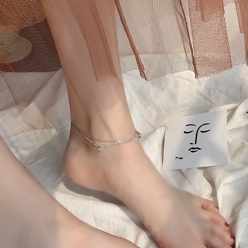 Lắc Chân Bạc Hai Lớp Đính Đá Zircon Hình Trái Tim Thời Trang 2020 | BigBuy360 - bigbuy360.vn