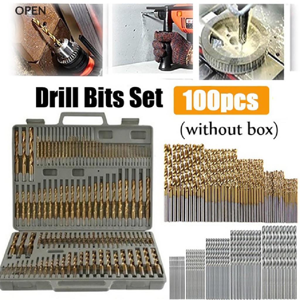 Bộ 100 / 50 Mũi Khoan Thép Phủ Titan Tốc Độ Cao