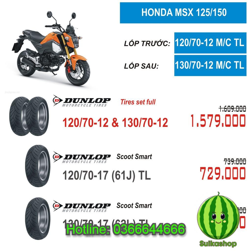 Vỏ xe Dunlop cỡ 120/70-12 và 130/70-12 mã gai SCOOT SMART sử dụng cho Honda MSX 125