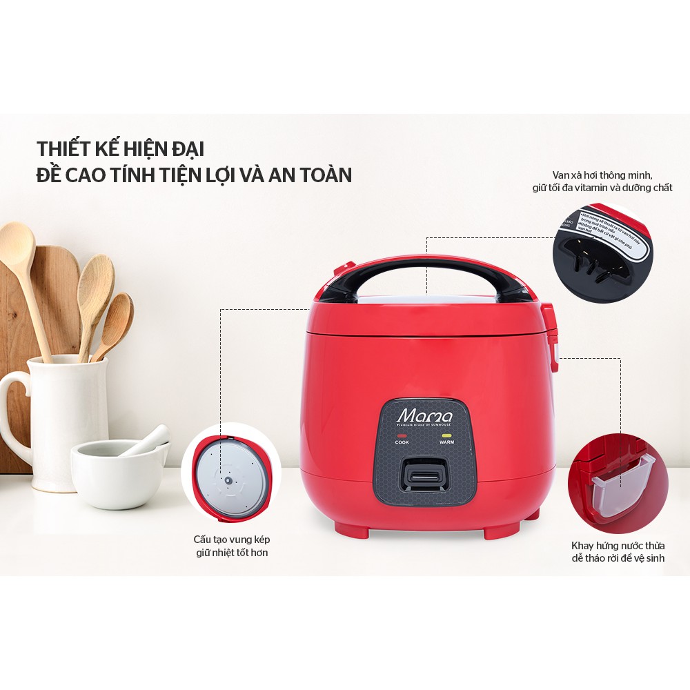 Nồi cơm điện 1.8L SUNHOUSE MAMA SHD8652 bảo hành 2 năm | BigBuy360 - bigbuy360.vn
