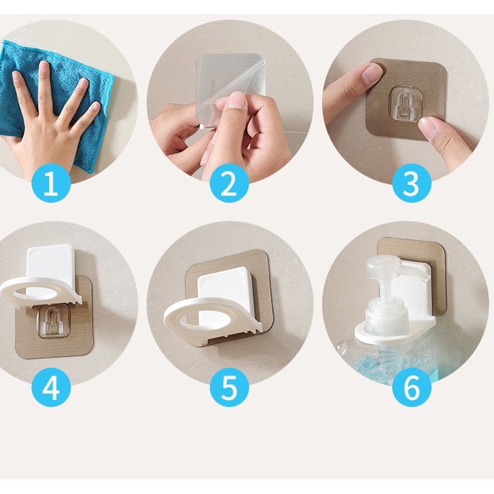 Móc Dán Tường Treo Chai Dầu Gội, Sữa Tắm, Xà Phòng, Nước Rửa Tay/ Giá Gắn Tường Nhà Tắm, Bồn Rửa