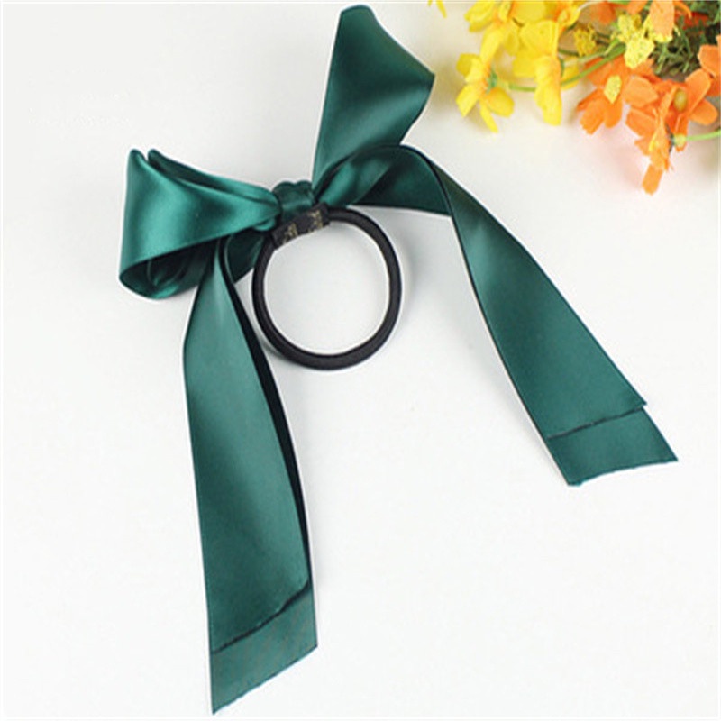 Dây buộc tóc hai lớp thắt nơ satin phong cách Hàn Quốc cho nữ